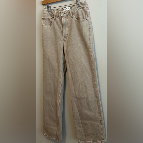 Abercrombie Fitch Women’s Tan Denim Jeans - Size 2 90s Relaxed Jeans High Rise - Picture 3 of 9